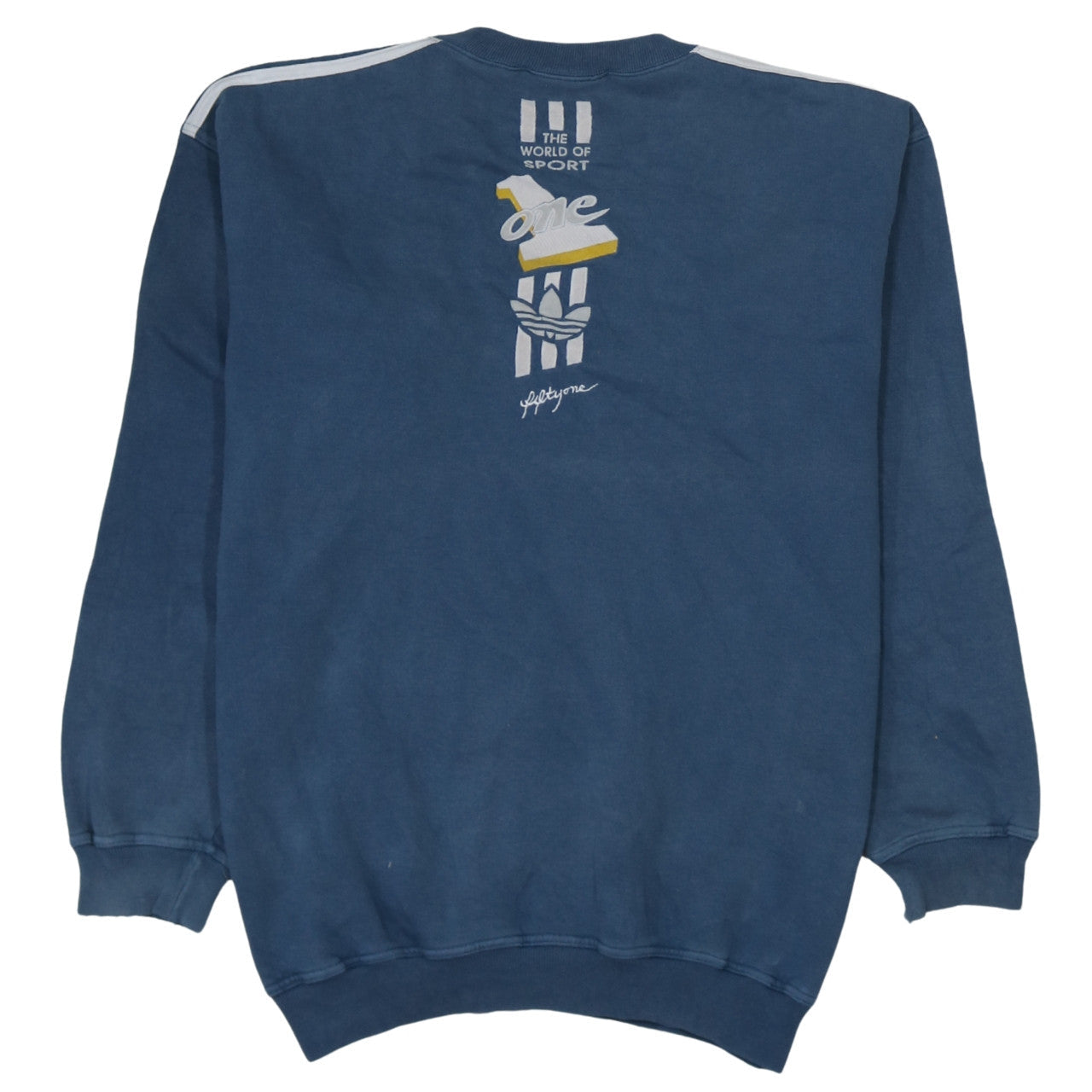 Adidas Mens Blue Embroidered Logo Pullover Sweatshirt Size L