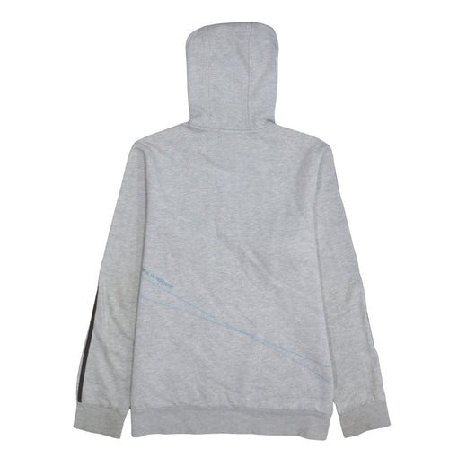 Adidas Mens Grey Hoodie M Pullover Logo Hoodie with Blue Lining