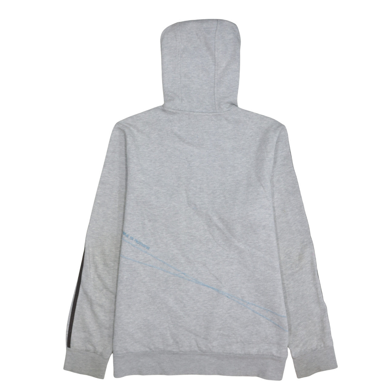 Adidas Mens Grey Hoodie M Pullover Logo Hoodie with Blue Lining
