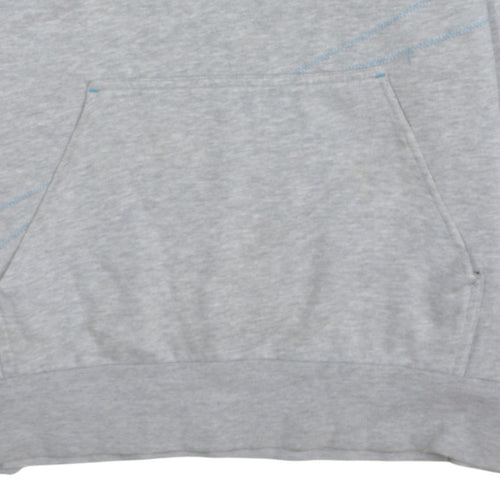 Adidas Mens Grey Hoodie M Pullover Logo Hoodie with Blue Lining