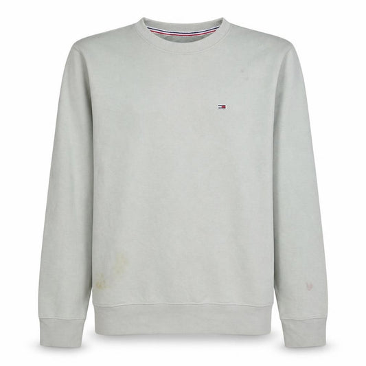 Front view of Tommy Jeans Men's Beige Crew Neck Sweatshirt M Pullover Classic Logo