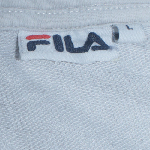 FILA Men's White Red Black Pullover Hoodie L Logo Sportswear