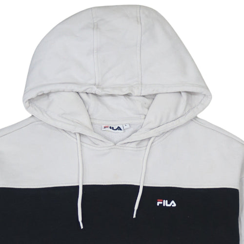 FILA Men's White Red Black Pullover Hoodie L Logo Sportswear