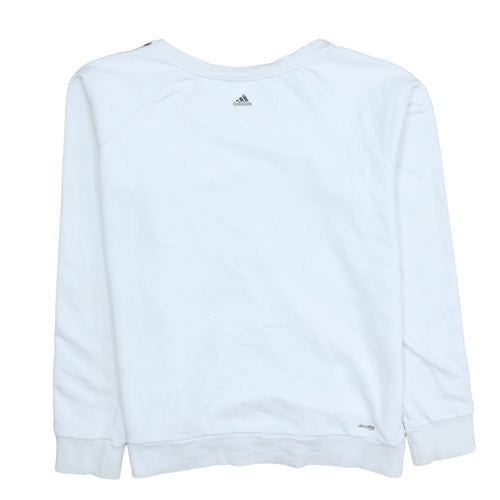 Adidas Womens White XL Pullover Sweatshirt with Logo Sleeves