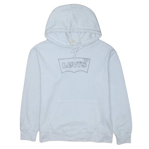 Levi's Men's White Pullover Hoodie Size S Logo Fleece Sweatshirt