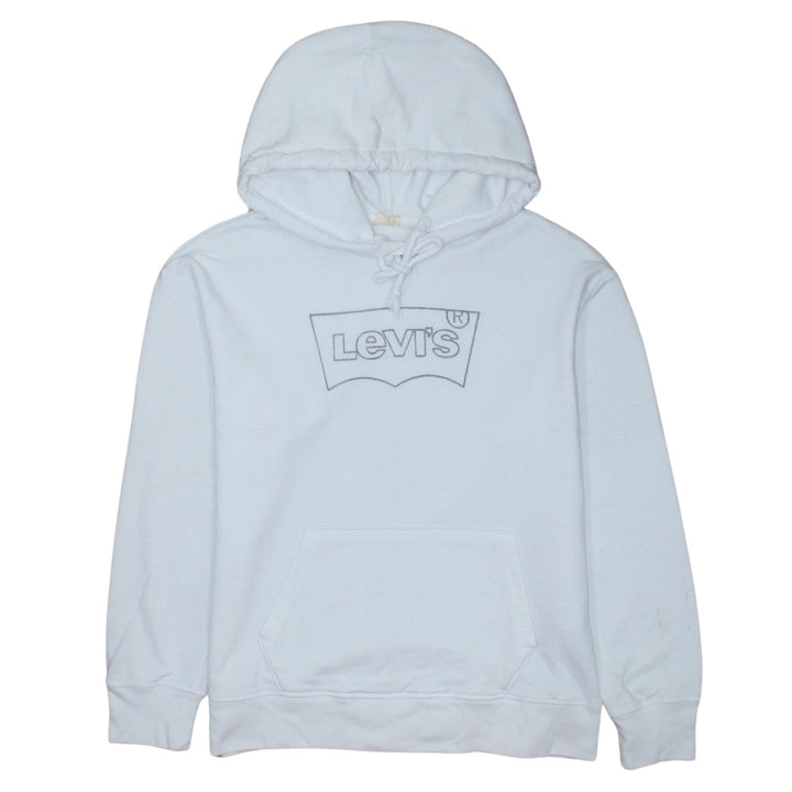 Levi's Men's White Pullover Hoodie Size S Logo Fleece Sweatshirt
