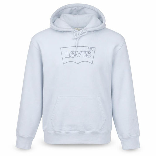 Front view of Levi's Men's White Pullover Hoodie, size S, Logo Fleece Sweatshirt
