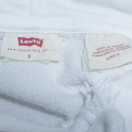 Levi's Men's White Pullover Hoodie Size S Logo Fleece Sweatshirt