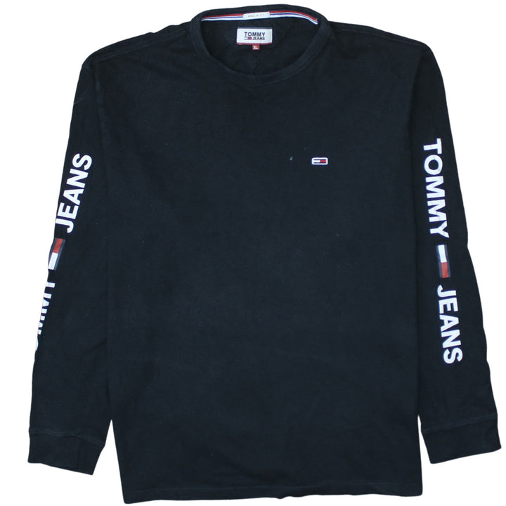 Tommy Jeans Men's Black XL Long Sleeve Cotton Regular Fit Top
