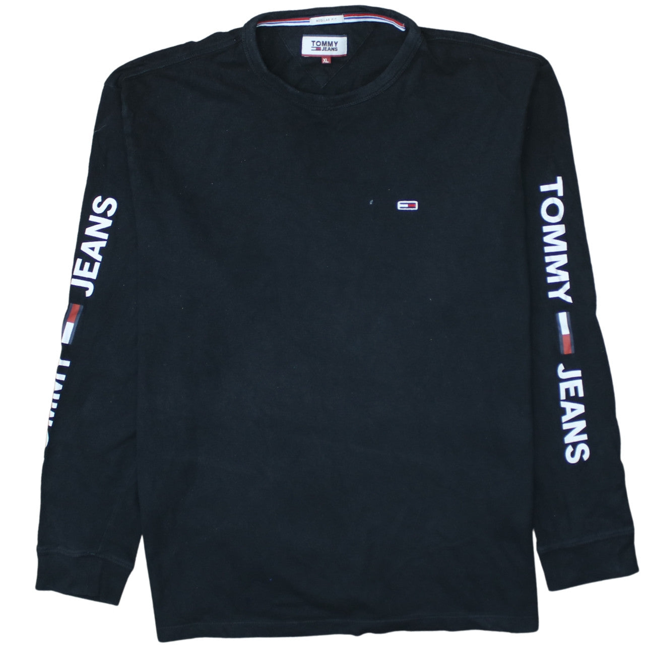 Tommy Jeans Men's Black XL Long Sleeve Cotton Regular Fit Top