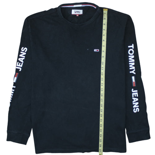 Tommy Jeans Men's Black XL Long Sleeve Cotton Regular Fit Top