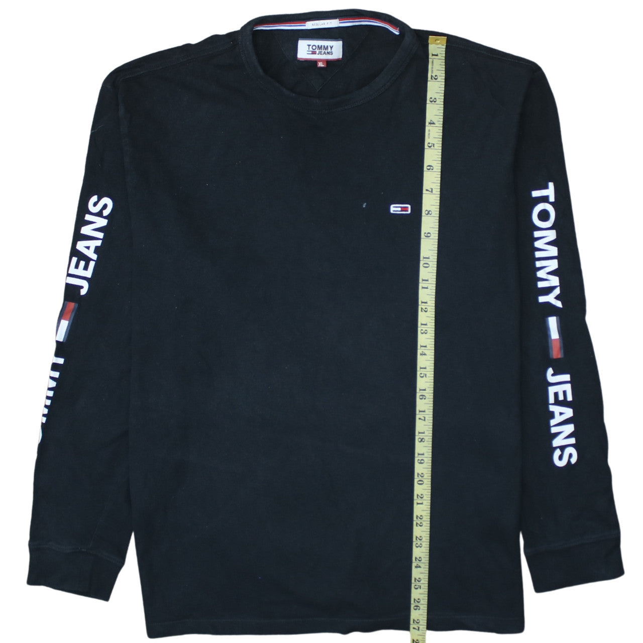 Tommy Jeans Men's Black XL Long Sleeve Cotton Regular Fit Top