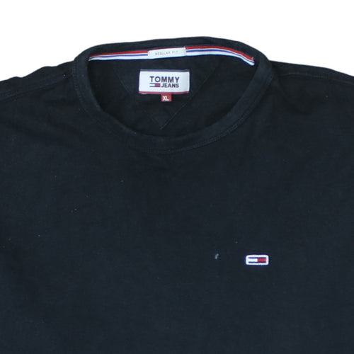 Tommy Jeans Men's Black XL Long Sleeve Cotton Regular Fit Top