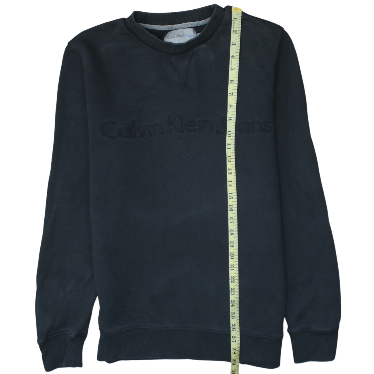 Calvin Klein Jeans Men Black Large Crew Neck Cotton Sweatshirt