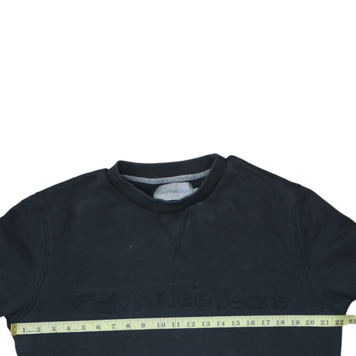 Calvin Klein Jeans Men Black Large Crew Neck Cotton Sweatshirt