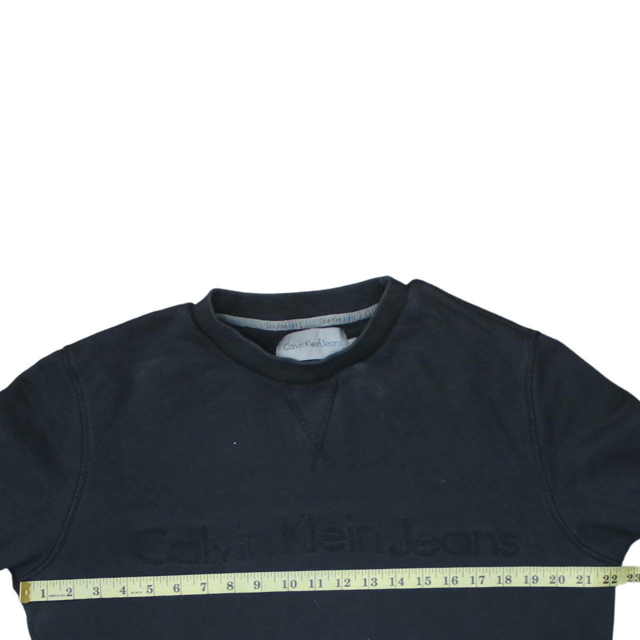 Calvin Klein Jeans Men Black Large Crew Neck Cotton Sweatshirt