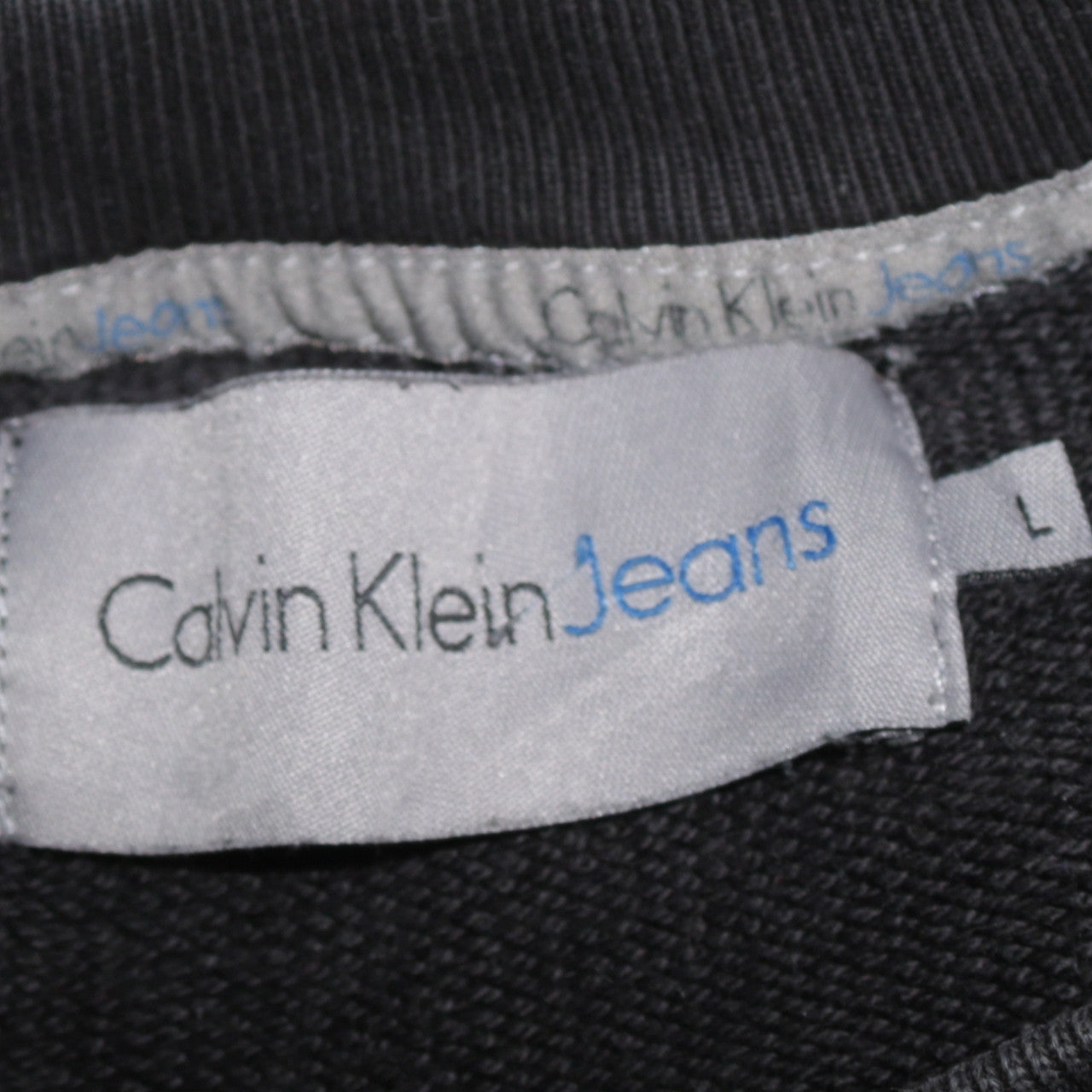 Calvin Klein Jeans Men Black Large Crew Neck Cotton Sweatshirt