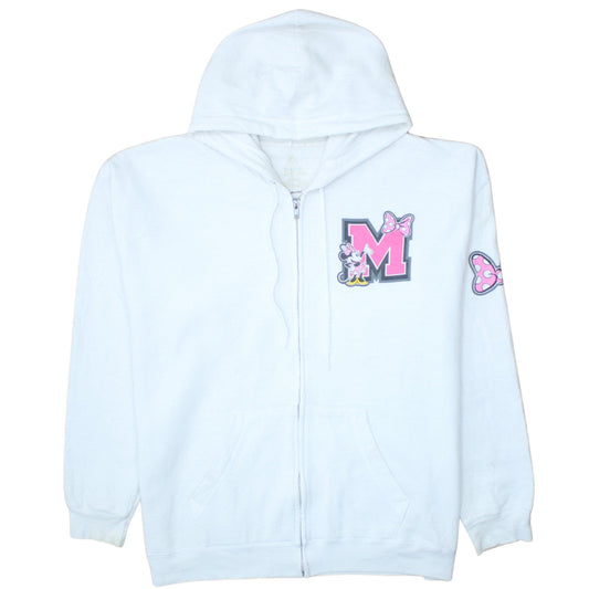 Hanes Disneyland Women White Full Zip Hoodie Minnie Mouse XL