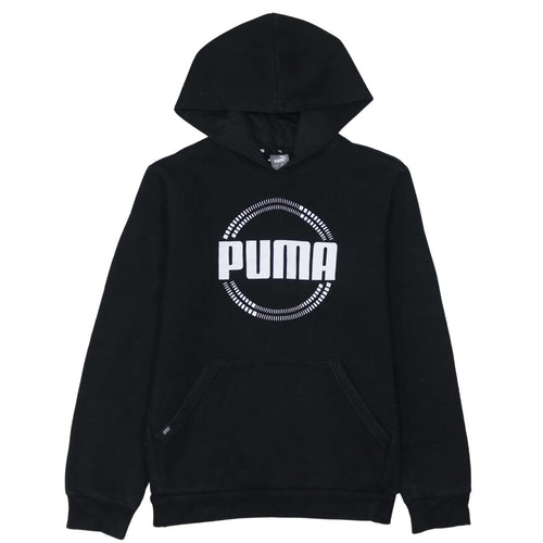 Puma Boys Black Pullover Hoodie 13-14 Years Fleece Hooded Sweatshirt