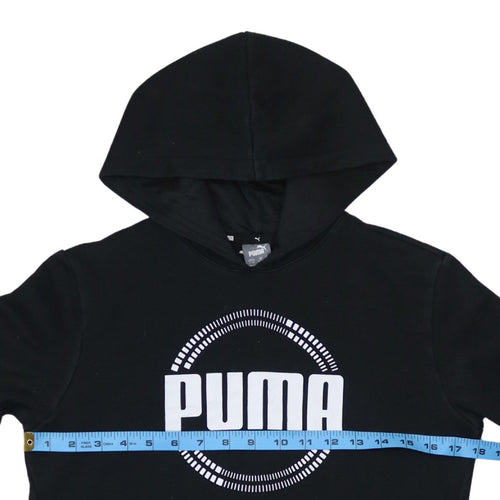 Puma Boys Black Pullover Hoodie 13-14 Years Fleece Hooded Sweatshirt