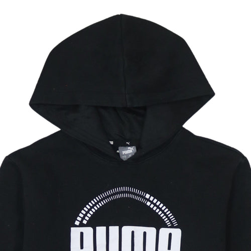 Puma Boys Black Pullover Hoodie 13-14 Years Fleece Hooded Sweatshirt