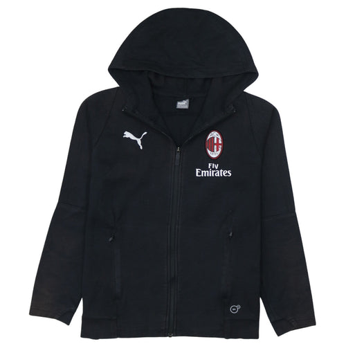Puma Boys Black AC Milan Full Zip Hoodie 13-14 Years Football Sweatshirt
