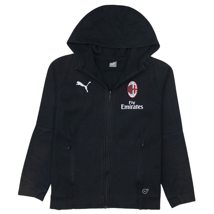 Puma Boys Black AC Milan Full Zip Hoodie 13-14 Years Football Sweatshirt