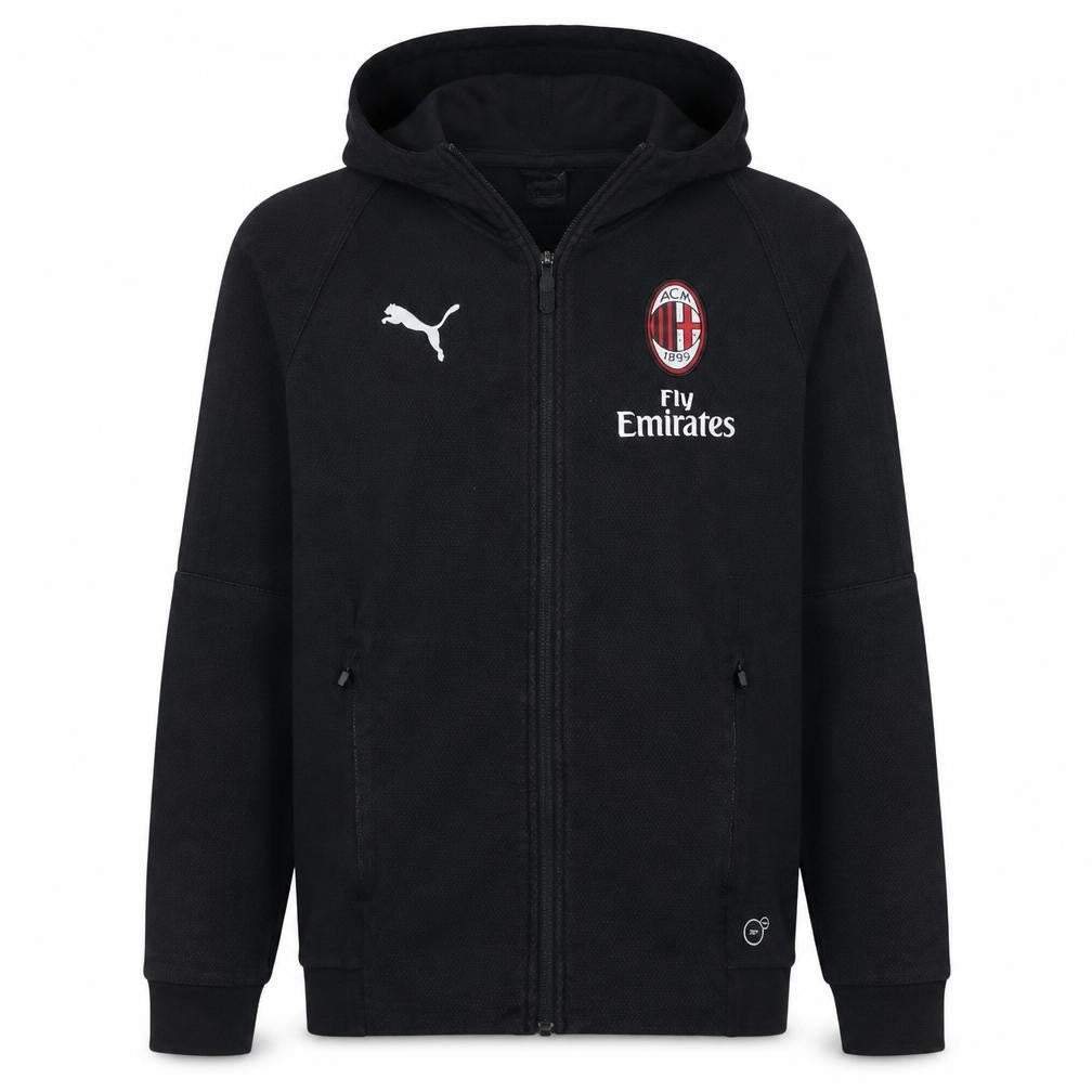 Puma Boys Black AC Milan Full Zip Hoodie 13-14 Years Football Sweatshirt