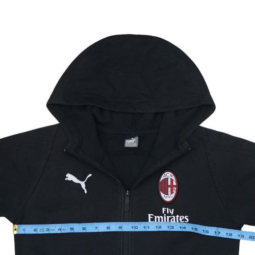 Puma Boys Black AC Milan Full Zip Hoodie 13-14 Years Football Sweatshirt