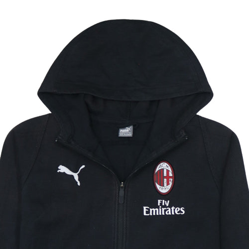 Puma Boys Black AC Milan Full Zip Hoodie 13-14 Years Football Sweatshirt