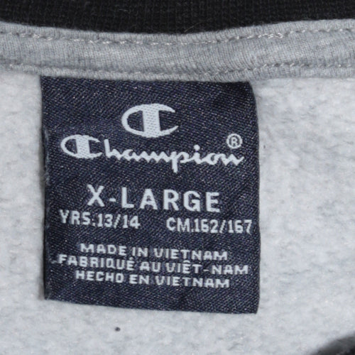 Champion Boys Grey & Black Pullover Sweatshirt 13-14 Years Regular Fit