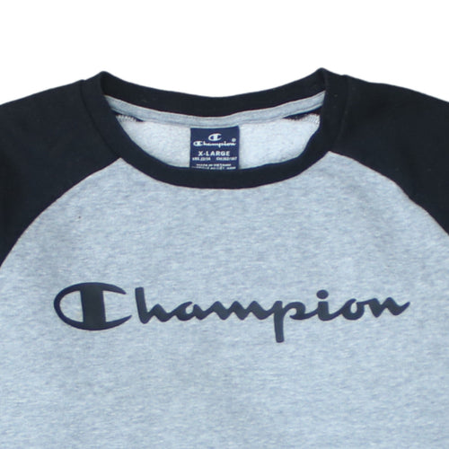 Champion Boys Grey & Black Pullover Sweatshirt 13-14 Years Regular Fit