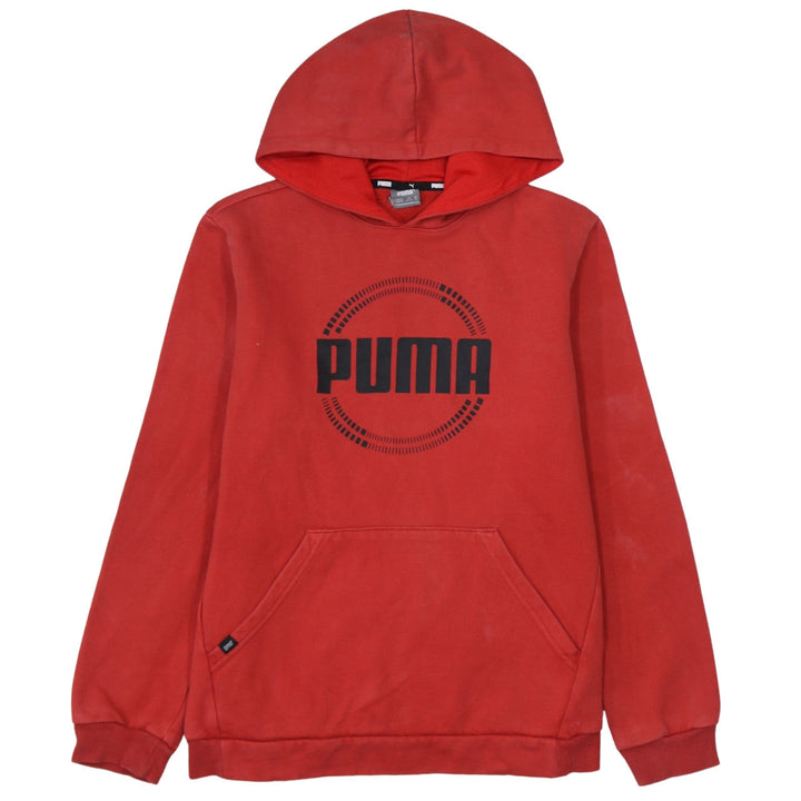 Puma Boys Red Pullover Hoodie 15-16 Years Fleece Graphic Print Sweatshirt