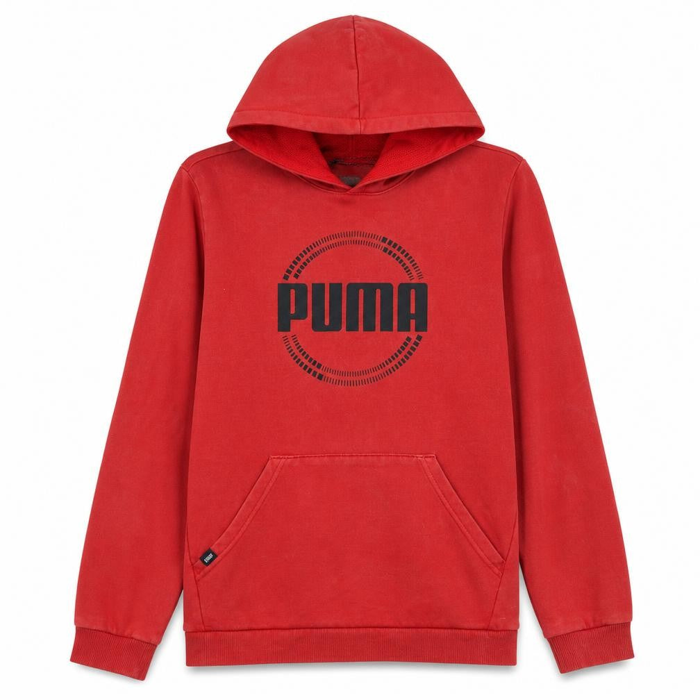 Puma Boys Red Pullover Hoodie 15-16 Years Fleece Graphic Print Sweatshirt