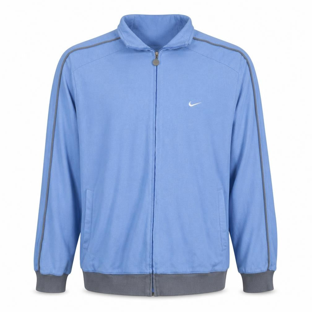 Front view of Nike Men Blue XL Track Jacket Full Zip Cotton Blend