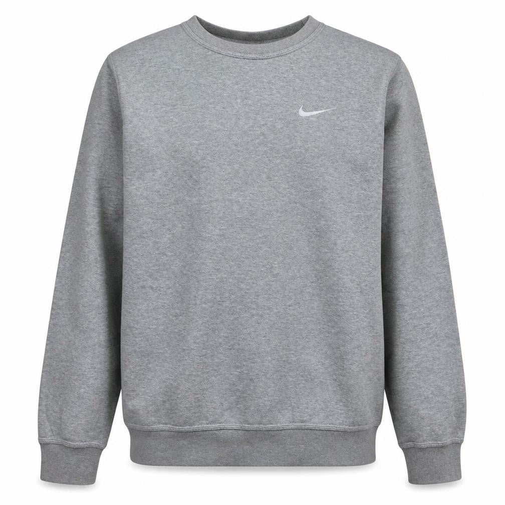 Front view of Nike Men's Grey Crew Neck Pullover Sweatshirt, size S, Regular Fit