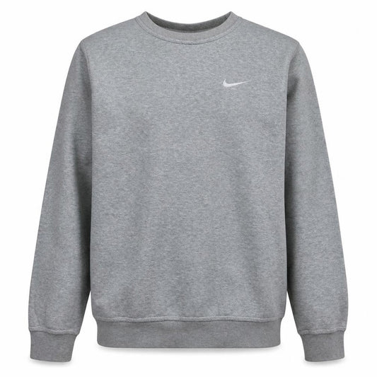 Front view of Nike Men's Grey Crew Neck Pullover Sweatshirt, size S, Regular Fit