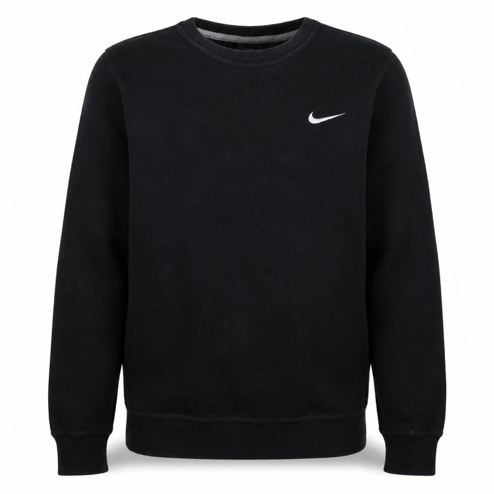 Front view of Nike Men's Black Small Pullover Crew Neck Fleece Sweatshirt