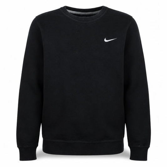 Front view of Nike Men's Black Small Pullover Crew Neck Fleece Sweatshirt