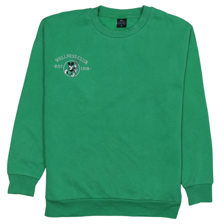 Disney Mickey Mouse Green Sweatshirt Womens M 12-14 Wellness Club