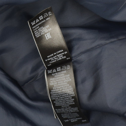 Marks and Spencer Women's Blue Classic Wool Blend Mid-Length Coat Size 14