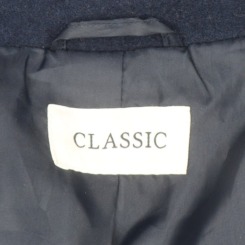 Marks and Spencer Women's Blue Classic Wool Blend Mid-Length Coat Size 14