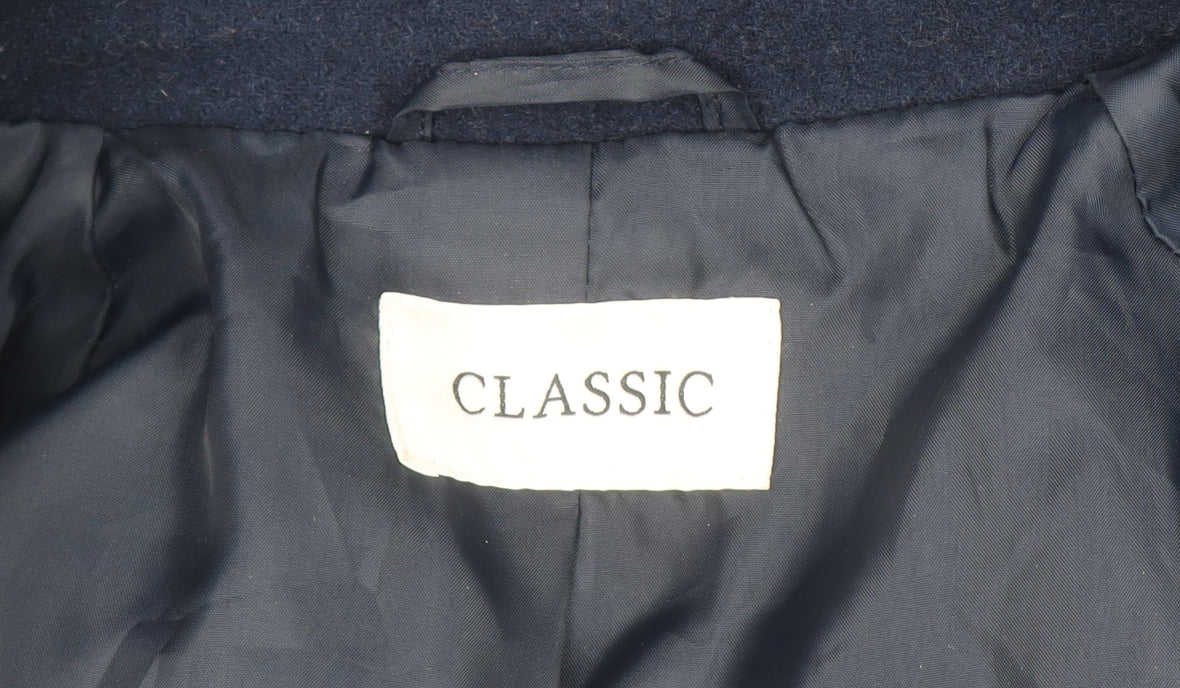 Marks and Spencer Women's Blue Classic Wool Blend Mid-Length Coat Size 14
