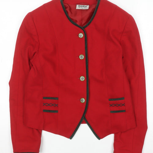 Meico Women’s Red Cotton Blazer Size 10 Country Style Jacket