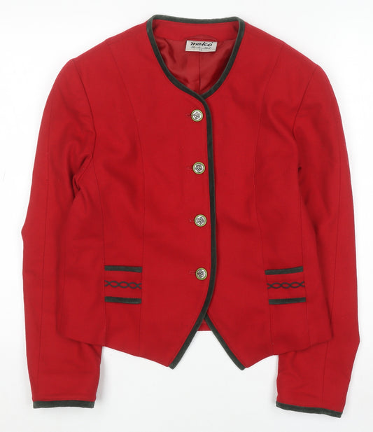 Meico Women’s Red Cotton Blazer Size 10 Country Style Jacket