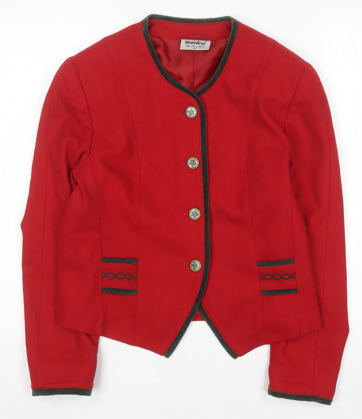 Meico Women’s Red Cotton Blazer Size 10 Country Style Jacket