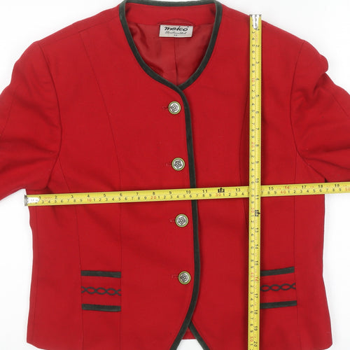 Meico Women’s Red Cotton Blazer Size 10 Country Style Jacket