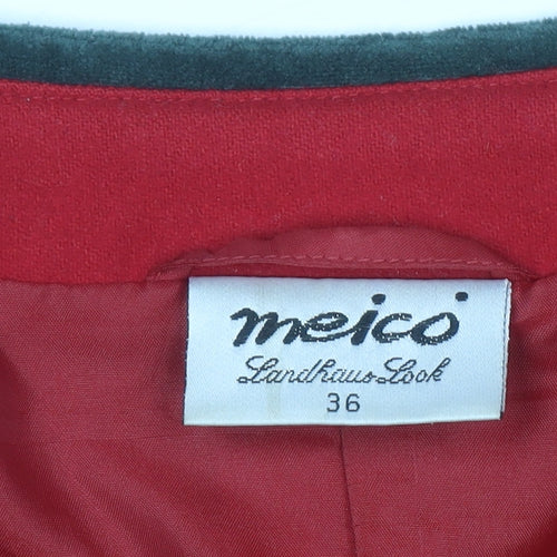 Meico Women’s Red Cotton Blazer Size 10 Country Style Jacket
