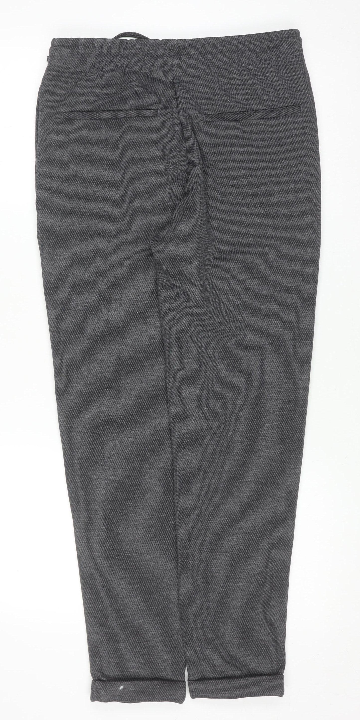 ZARA Men’s Grey Jogger Trousers Size S Elastic Waist Casual