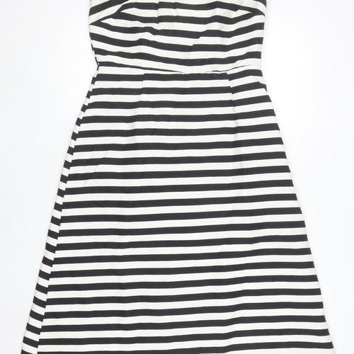 ASOS Women’s Black White Striped Strapless A-Line Dress Size 12